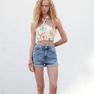 Zara Mom Fit Jean Shorts